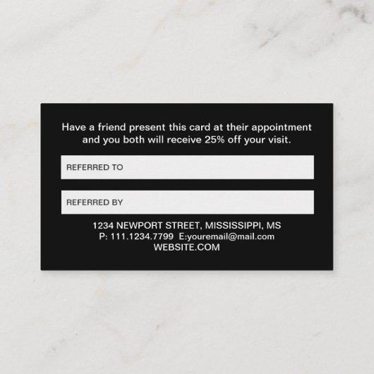 ホワイトドッグポーオンブラックペットグルーミングサービス 紹介カード (裏面)