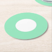 ホワイトドットモダンミント空白のグリーンテンプレート ラウンドペーパーコースター (アングル)