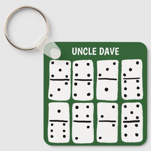 ホワイトドミノオングリーンパーソナライズされた キーホルダー (正面)