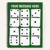 ホワイトドミノオングリーンパーソナライズされた ノートブック (正面)