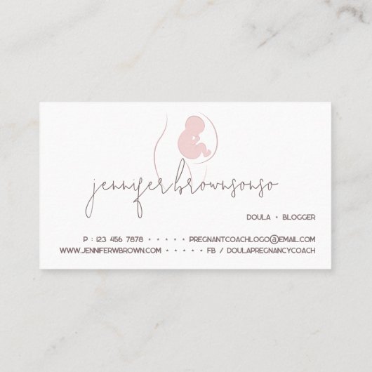 ホワイトドユニークウラ誕生コーチ妊娠中 名刺 (裏面)