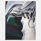 ホワイトドラゴンウーマンファンタジーオーロラ フリースブランケット (正面)