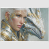 ホワイトドラゴンスチームパンクファンタジーアートデコップページ 薄葉紙 (正面)