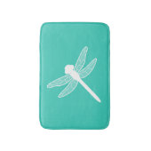 ホワイトドラゴンフライシルエットオンターコイズ バスマット (正面縦)
