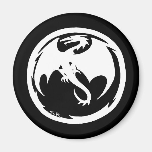 ホワイトドラゴンブラックマグネット マグネット (正面)