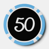 ホワイトドラゴンブラックリットブルー50ストライプのトランプのポーカーチップ ポーカーチップ (裏面)