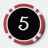 ホワイトドラゴンブラックレッド5ストライプのトランプのポーカーチップ ポーカーチップ (裏面)