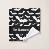 ホワイトドリッピングこうもりゴシックゴシックヴァンパイアファミリー バスタオルセット (ウォッシュタオル)