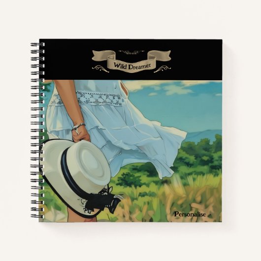 ホワイトドレかわいらしスハットワイルドドリーマー引用文ジャーナル ノートブック (正面)