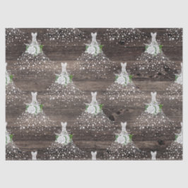 ホワイトドレスとバラオンウッドデコパージュ 薄葉紙