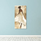 ホワイトドレスの美しい女性の美しいキャンバスアート キャンバスプリント (インサイチュ (ウッドフロア))