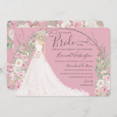 ホワイトドレスの花嫁ブライダルティーシャワー 招待状 (正面/裏面)