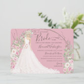 ホワイトドレスの花嫁ブライダルティーシャワー 招待状 (スタンド正面)