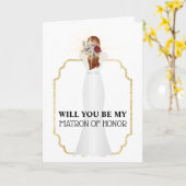 ホワイトドレスの花嫁CHANGEヘアカラーブライダルシック カード (黄色い花)