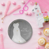 ホワイトドレスオン金ゴールドハンガーブライダルシャワーパーティー ペーパープレート (パーティー)