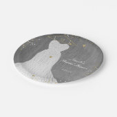 ホワイトドレスオン金ゴールドハンガーブライダルシャワーパーティー ペーパープレート (アングル)