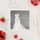 ホワイトドレスオン金ゴールドハンガーブライダルシャワー スタンダードカクテルナプキン (インサイチュ)