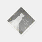 ホワイトドレスオン金ゴールドハンガーブライダルシャワー スタンダードカクテルナプキン (角)