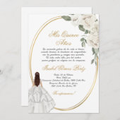ホワイトドレスキンセアニェラシルエット 招待状 (正面/裏面)