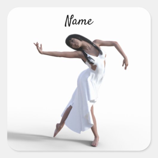 ホワイトドレスダンサーThunder_Cove スクエアシール (正面)