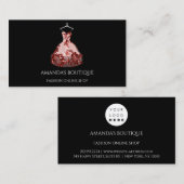 ホワイトドレスロゴ結婚ファッションイベント赤黒 名刺 (正面/裏面)