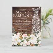 ホワイトドレス赤面ホワ素朴イト60誕生日 招待状 (スタンド正面)