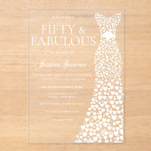 ホワイトドレス50th誕生日パーティー アクリル招待状 (正面)