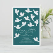 ホワイトドーブオリーブティール（緑がかった色）ボーイメリーリトルベビーシャワー 招待状 (スタンド正面)