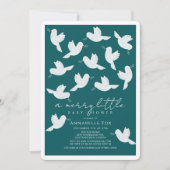 ホワイトドーブオリーブティール（緑がかった色）ボーイメリーリトルベビーシャワー 招待状 (正面)