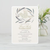 ホワイトドーブオリーブブランチ最初の聖餐式 招待状 (スタンド正面)