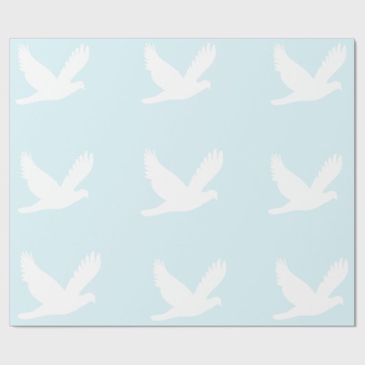 ホワイトドーブオンブルーラッピング紙 ラッピングペーパー (フラット)