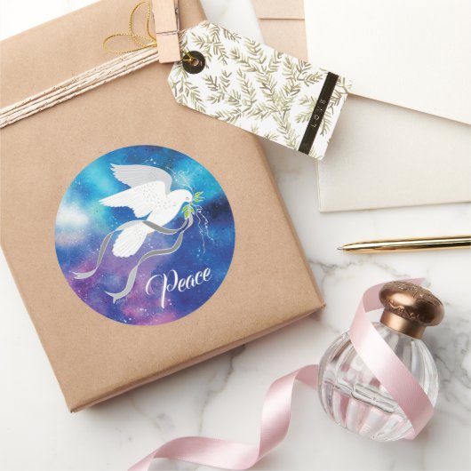 ホワイトドーブクラシックラウンドステッカー ラウンドシール (ギフト)