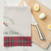 ホワイトドーブパーソナライズされたファミリー名クリスマス キッチンタオル (四つ折り)