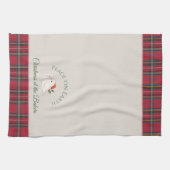 ホワイトドーブパーソナライズされたファミリー名クリスマス キッチンタオル (横)