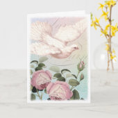 ホワイトドーブピンクローゼス悔やみや弔慰または平和 カード (黄色い花)