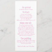 ホワイトドーブピンク&ホワイト結婚のディナーメニュー メニュー (裏面)