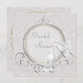 ホワイトドーブ&ペイズリーレースブライダルシャワー 招待状 (正面/裏面)