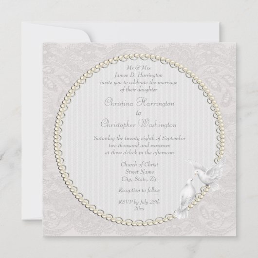 ホワイトドーブ&ペイズリーレース結婚式招待状 招待状 (裏面)