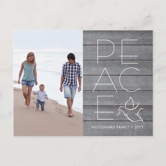 ホワイトドーヴモダンピースユニーク1フォトグレーウッド シーズンポストカード (正面)