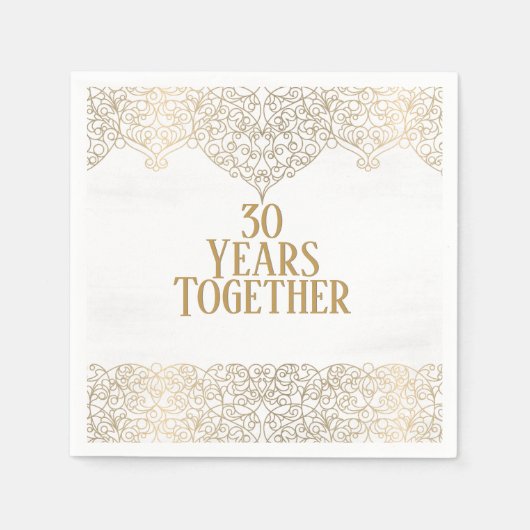 ホワイトナプキンスの30周年記念金ゴールドレース スタンダードカクテルナプキン (正面)