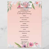 ホワイトナルキッスオンアプリコットピンク結婚式 プログラム (正面)