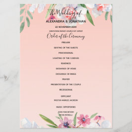 ホワイトナルキッスオンアプリコットピンク結婚式 プログラム