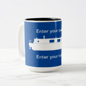 ホワイトナローボートエンブレムと文字 ツートーンマグカップ (正面左)