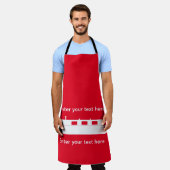 ホワイトナローボート、文字オールオーバープリントエプロン エプロン (着用した状態)