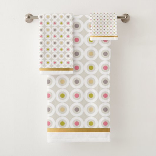 ホワイトニュートラルサークル金ゴールドバスルーム用タオルセット バスタオルセット (インサイチュ)