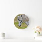 ホワイトニューフォレストポニーワイルドホース ラウンド壁時計 (ホーム)