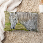 ホワイトニューフォレストポニーワイルドホース ランバークッション (ブランケット)