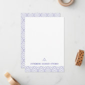 ホワイトネイビーのミニマリスト幾何学模様の名刺 ノートカード (正面/裏面インサイチュ)