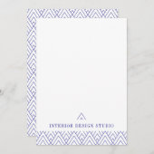ホワイトネイビーのミニマリスト幾何学模様の名刺 ノートカード (正面/裏面)