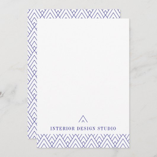 ホワイトネイビーのミニマリスト幾何学模様の名刺 ノートカード (正面/裏面)